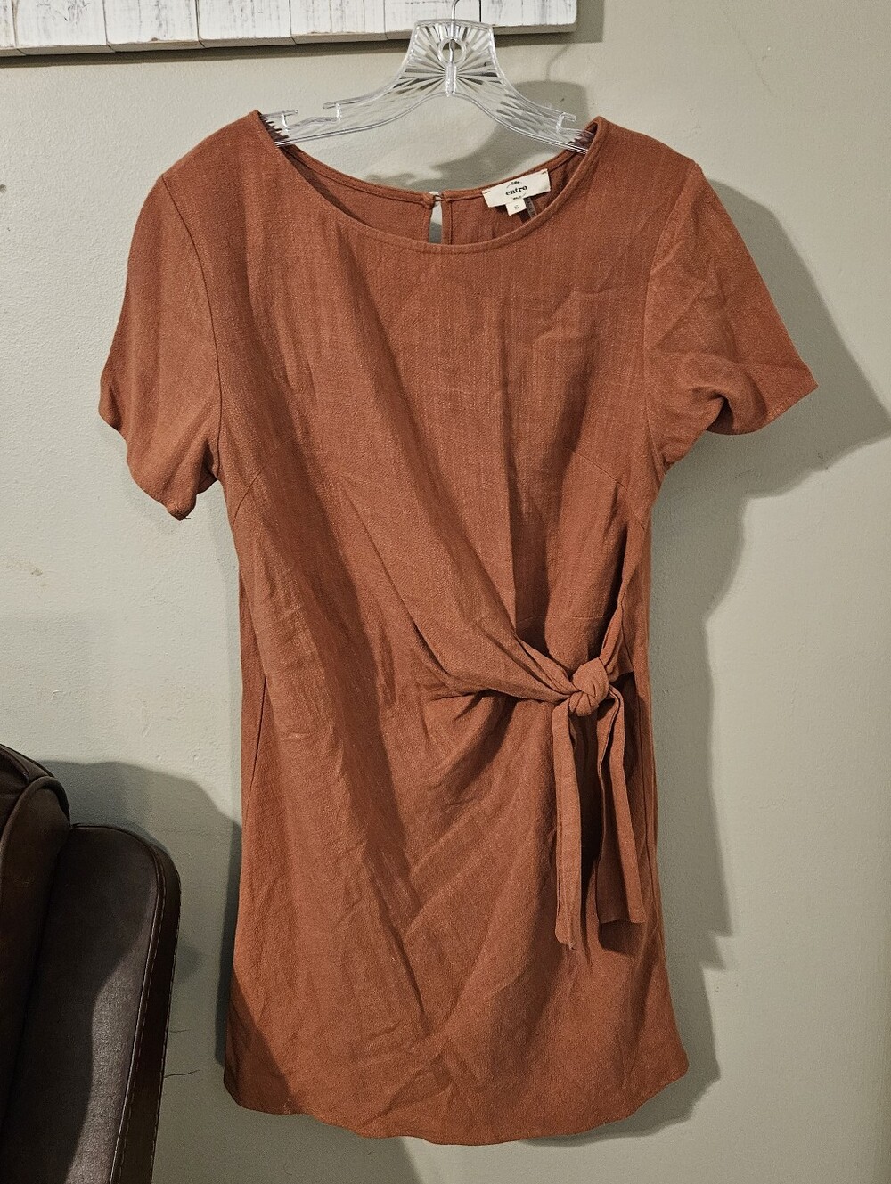 Entro Tie Knot Linen Dress- size S